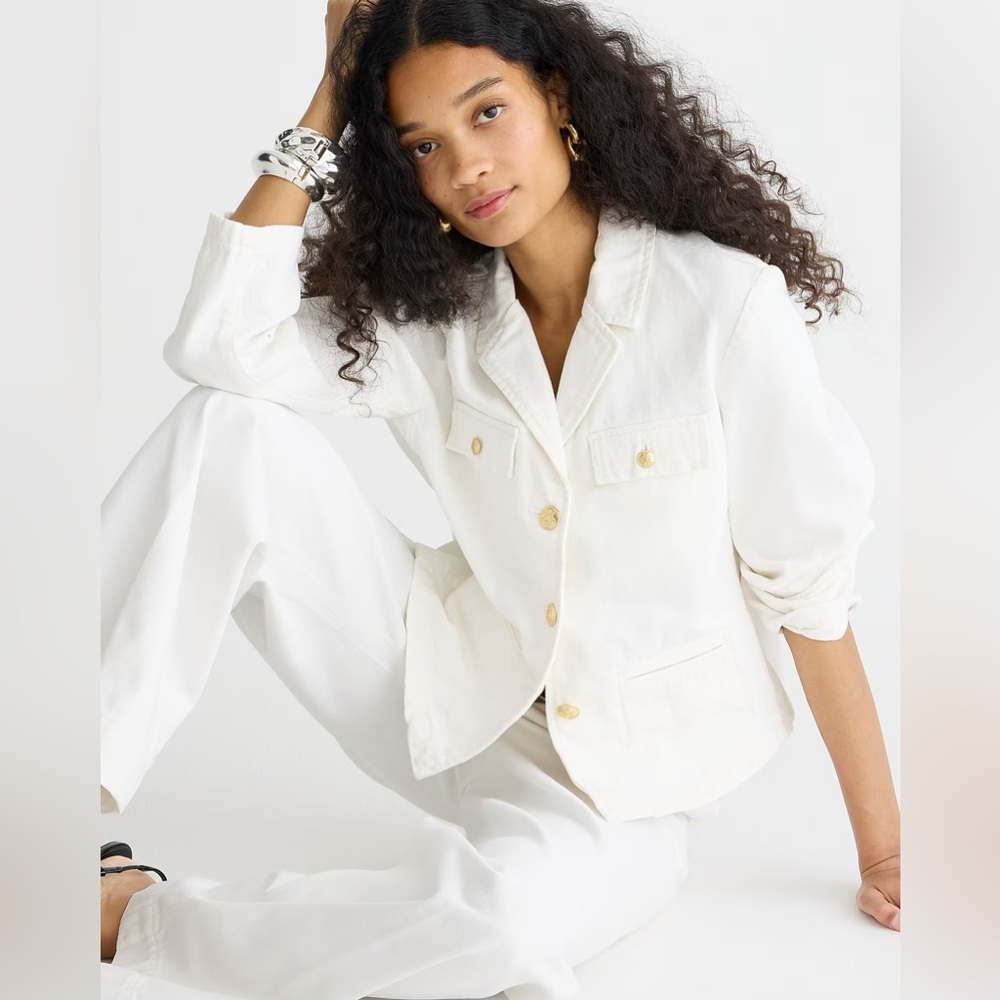 J.Crew Women’s Denim blazer-jacket in white